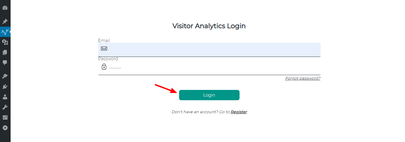 Login de análise de visitantes