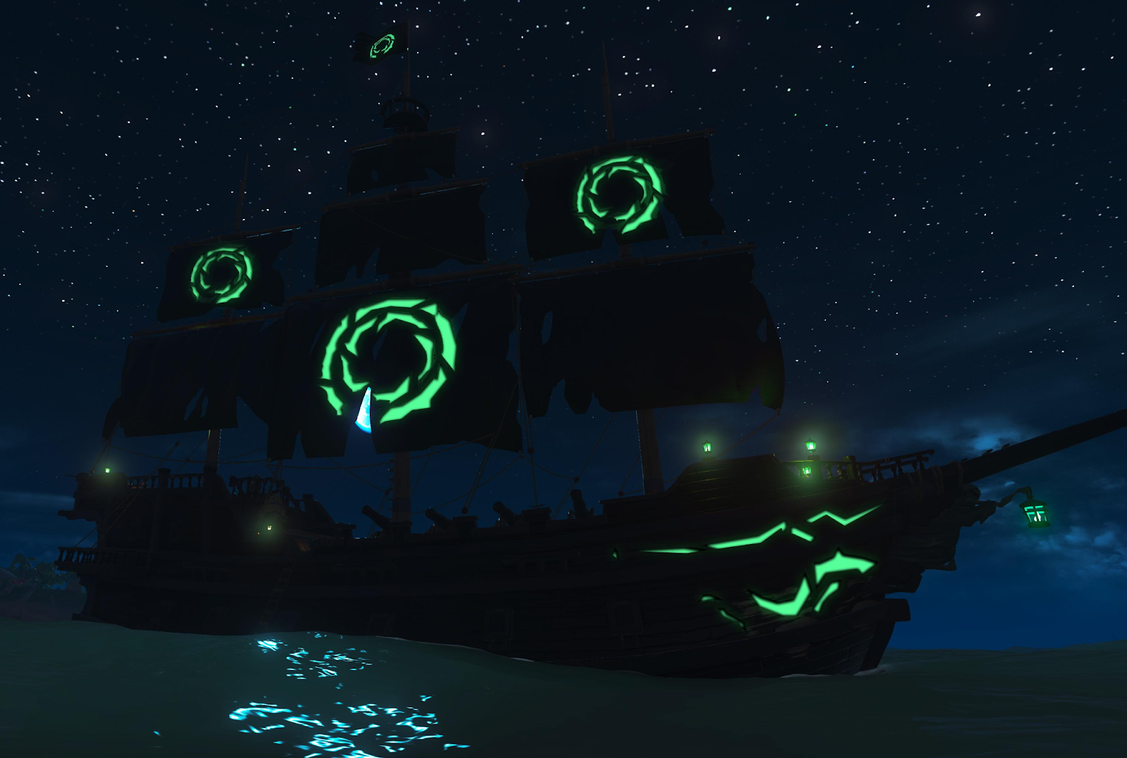 An image of the Ghost ship cosmetics from the game Sea of Thieves. 