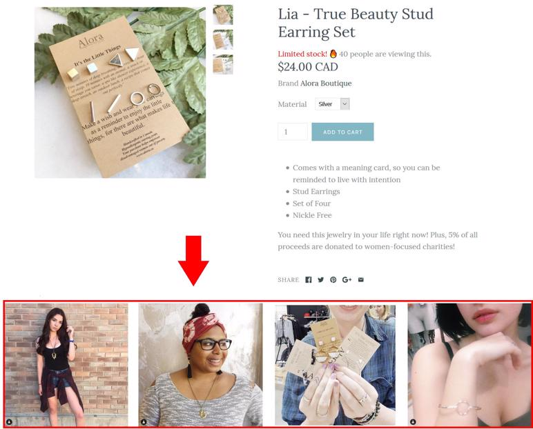 example of social proof with buyers using the product.