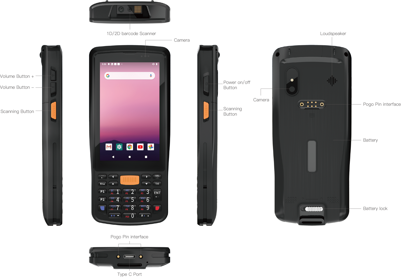 4 inch GMS Android rugged handhelds, UHF PDAs with keypad-Rugged tablet