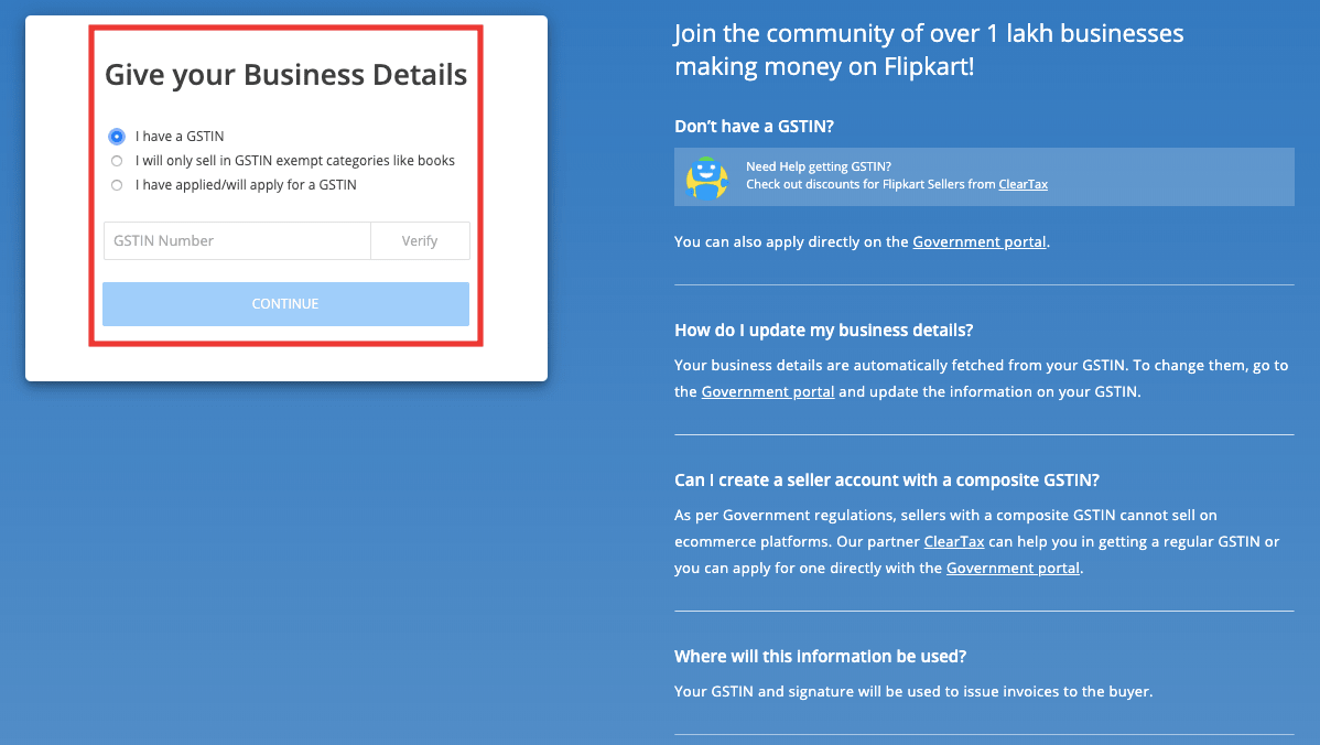 update business details on flipkart