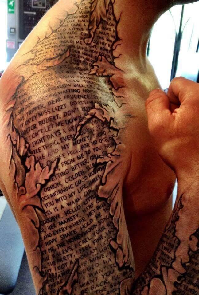 Written Verse Full Sleeve Tattoo