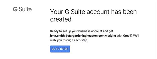 Conta do G Suite criada
