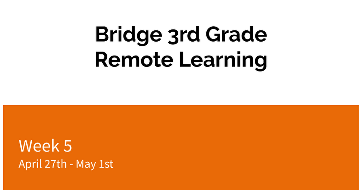 3rd Grade Remote Learning Slide 4/27