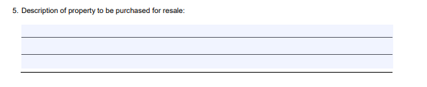 California Certificate of Resale Application