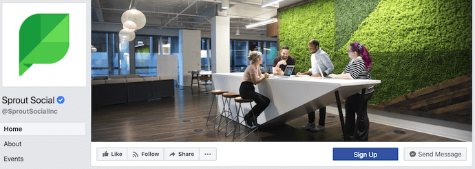 kích thước ảnh bìa facebook của Sprout Social