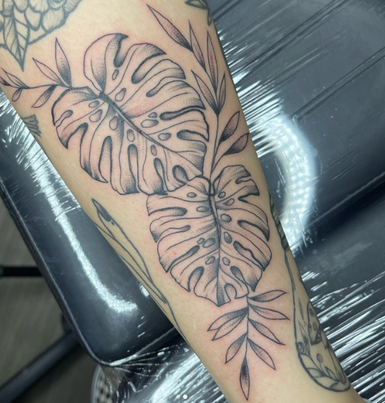 Large Leaves Monstera Tattoo