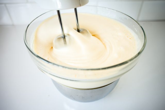 Whisk until the mixture is pale and tripled in volume.