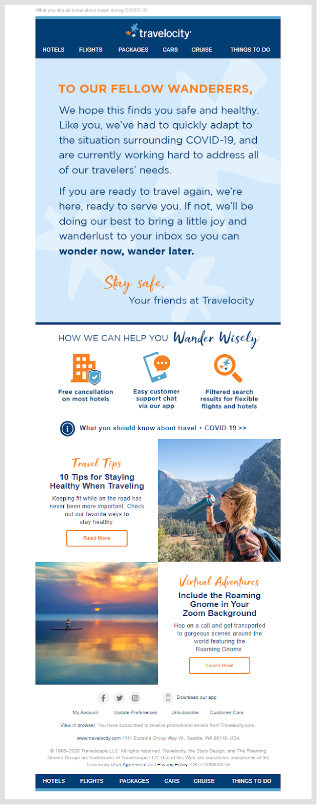 Travel tip email template