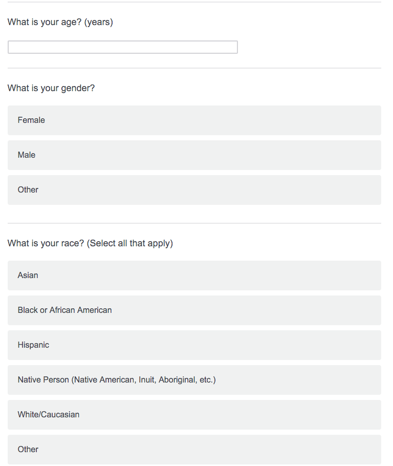 demographic information feedback question example