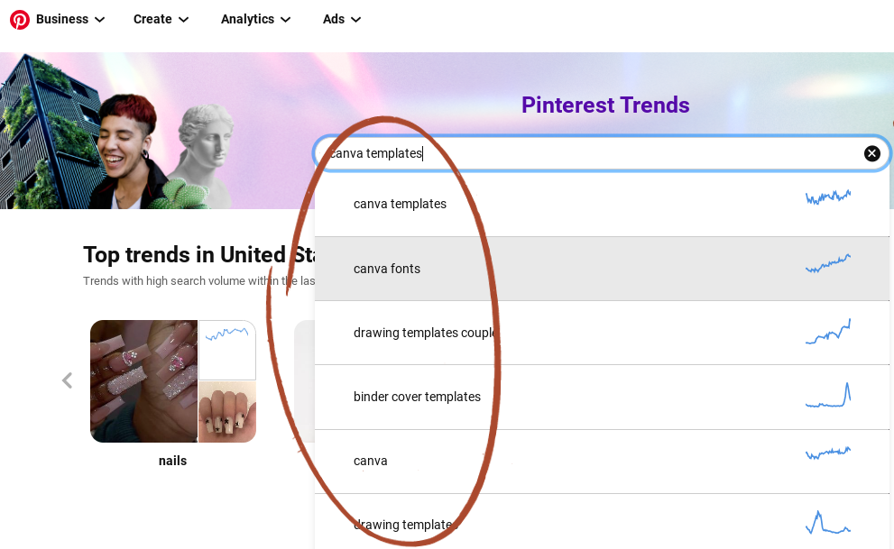 trends tool with research for pinterest ads for digital products