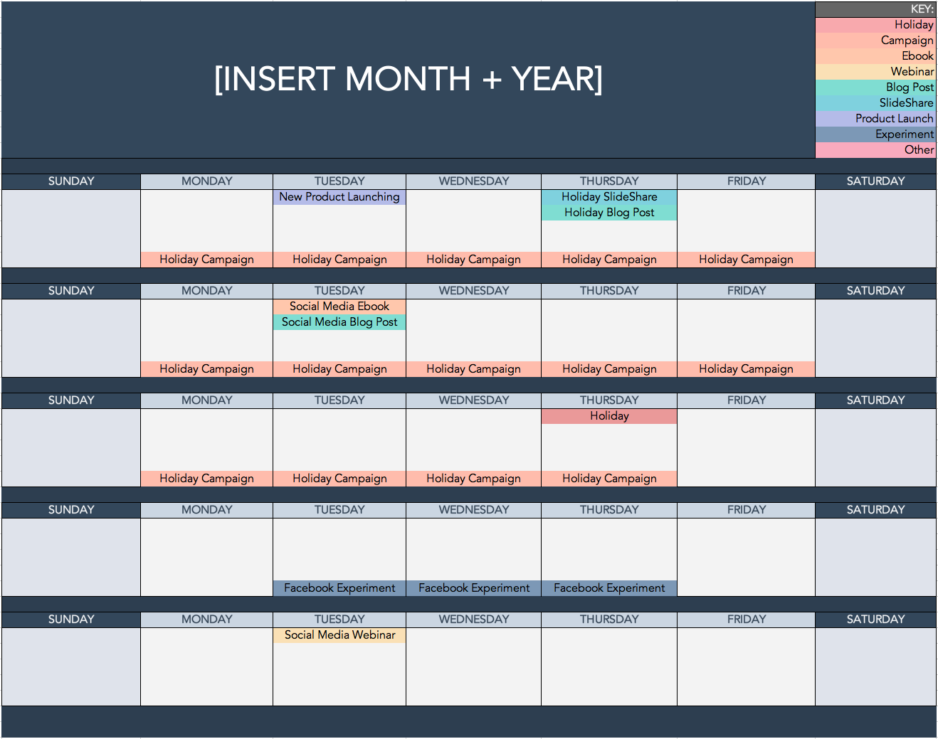 Content Calendar, Month, Year, Content Creator