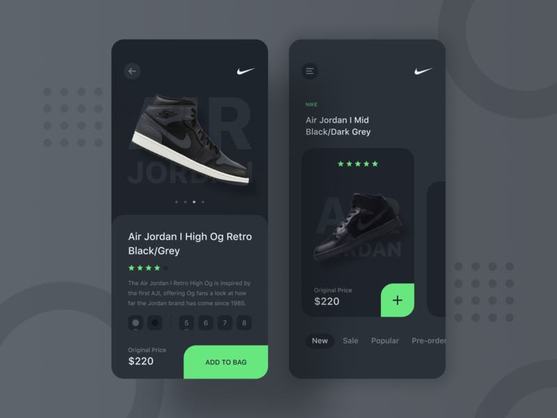 Nike Sneaker Shop UI concept sneaker nike ui ux uidesign simple minimal matte elegant app design dark clear clean black app