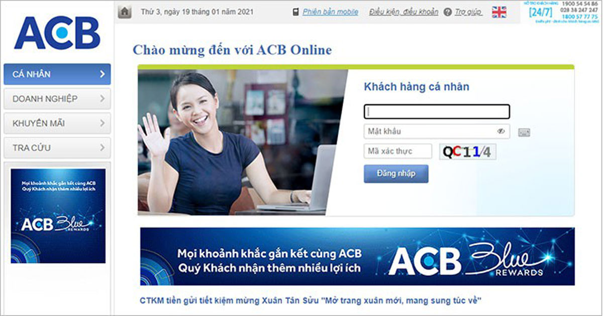 Tra cứu số tài khoản ngân hàng ACB qua ACB-iBanking