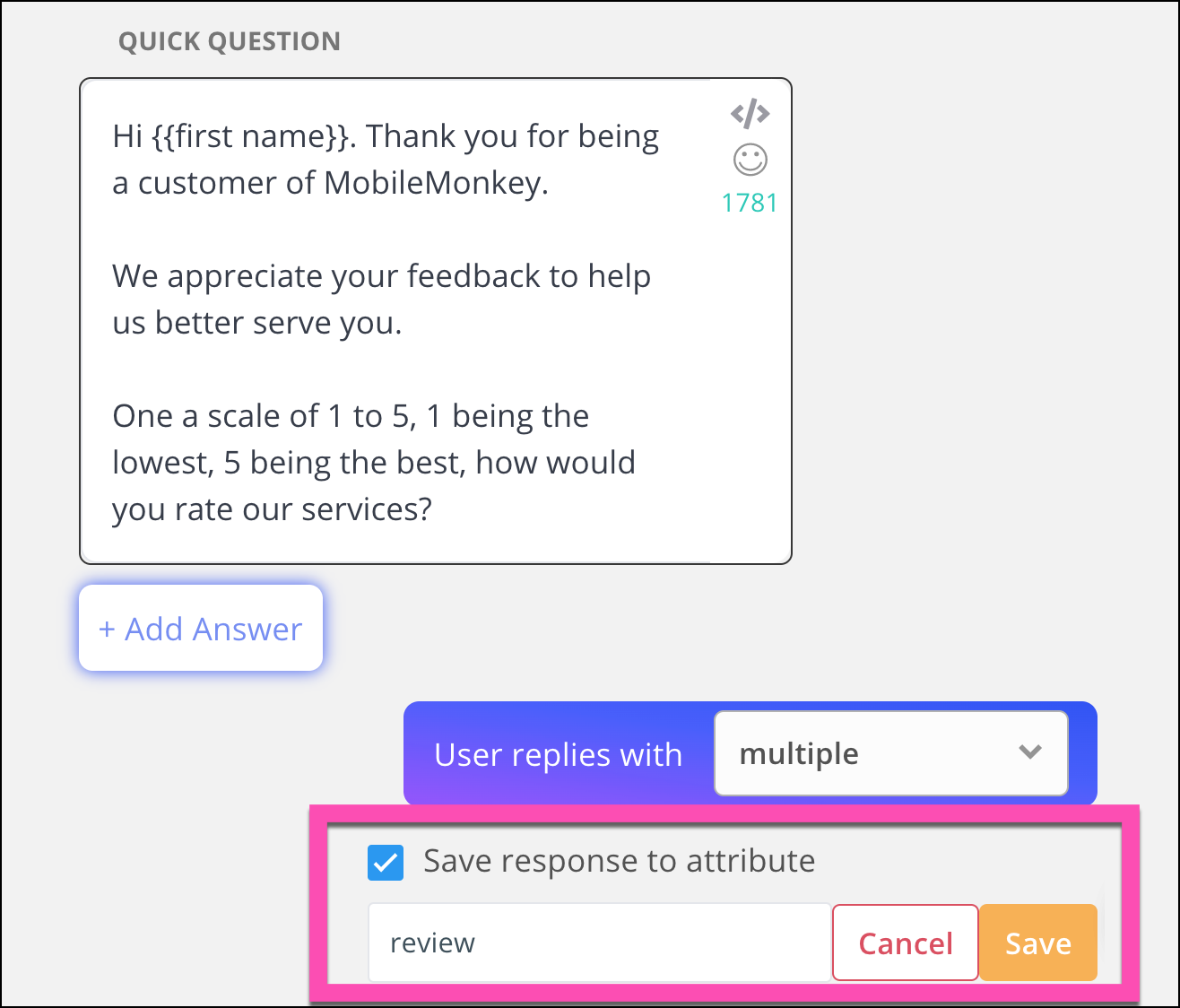 save attribute to review bot reply