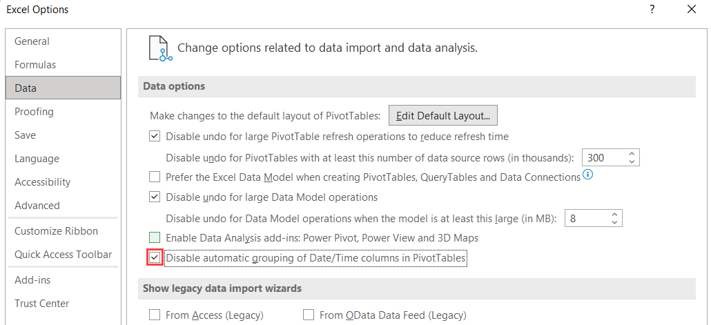 Disable Automatic Grouping.