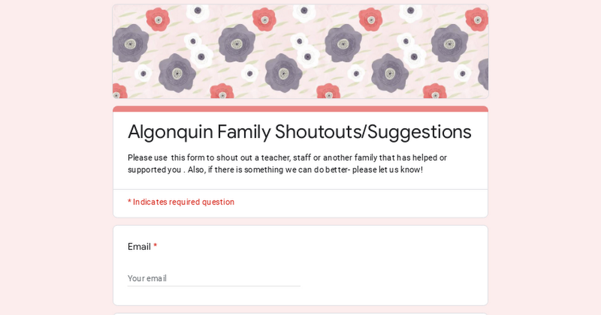Algonquin Family Shoutouts/Suggestions