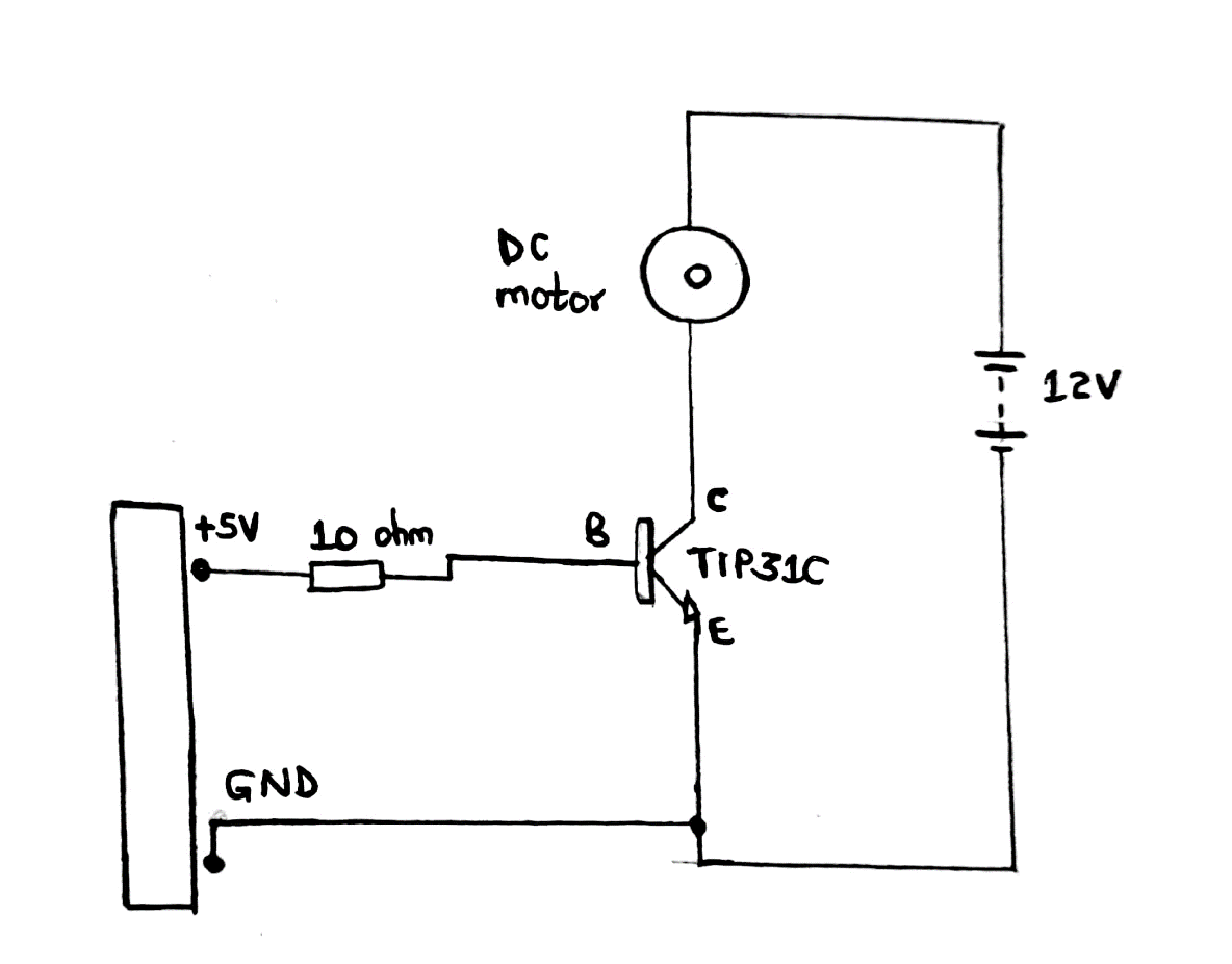 Circuit diagram of TIP31C as a simple switching device