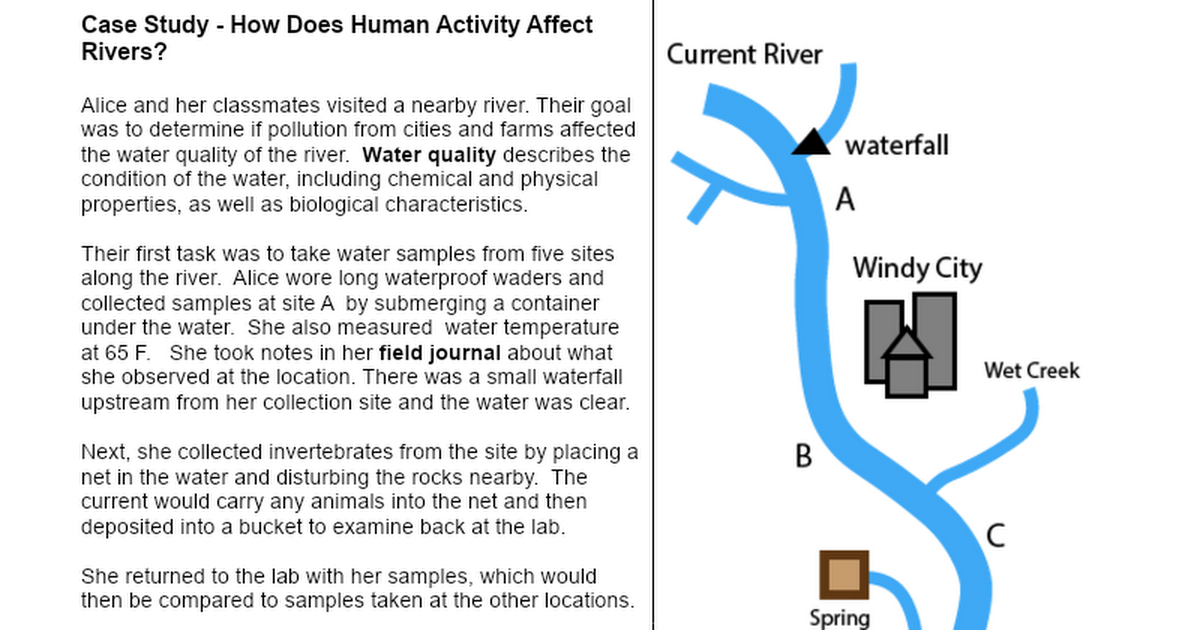 case study how does human activity affect rivers quizlet