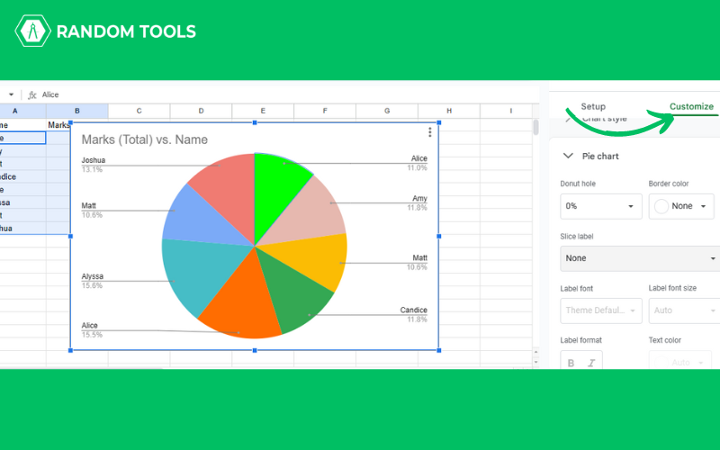 how to make a pie chart in Google Sheets