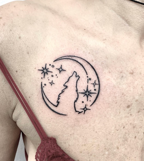 mini tattoos of moon and stars