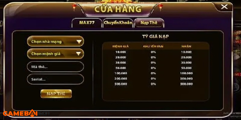 giao diện tại max77 vin