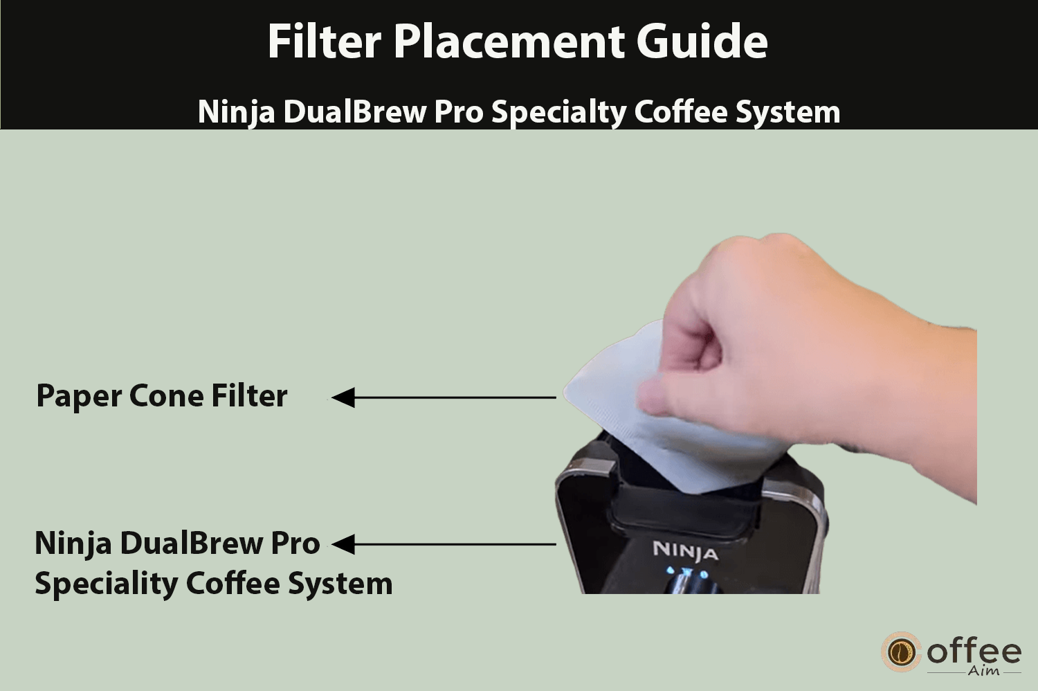 "This image illustrates the insertion of the Paper Cone into the Ninja DualBrew Pro Specialty Coffee System, as presented in the article 'How to Use Ninja DualBrew Pro Specialty Coffee System, Compatible with K-Cup Pods, and 12-Cup Drip Coffee Maker'."