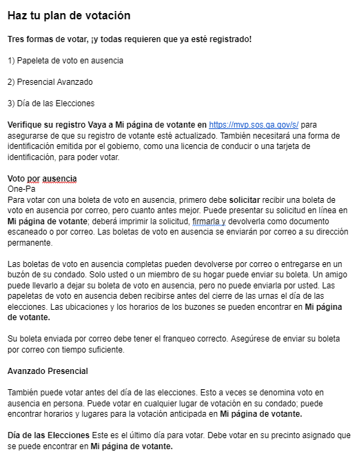 Haz tu plan de votación  Tres formas de votar, ¡y todas requieren que ya esté registrado!  1) Papeleta de voto en ausencia  2) Presencial Avanzado  3) Día de las Elecciones