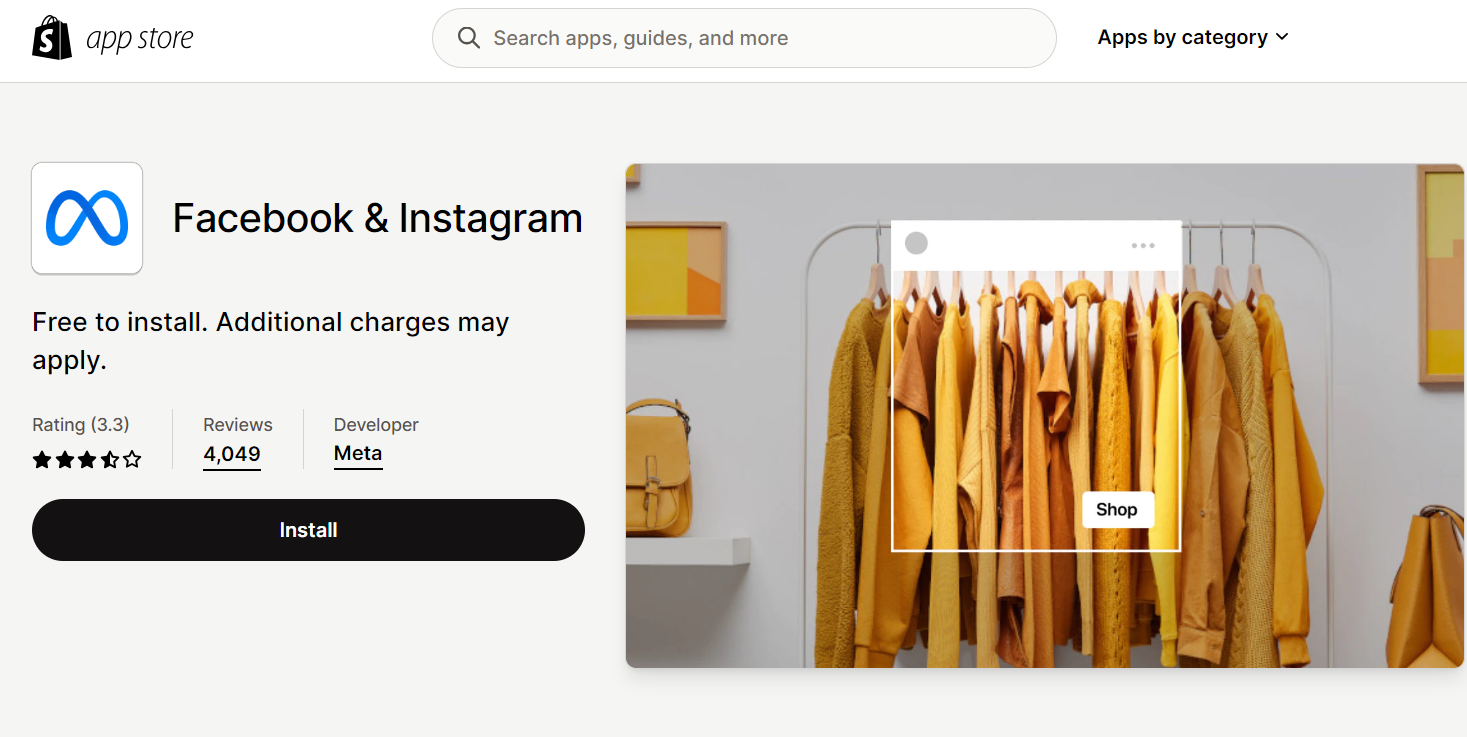 Shopify Facebook and Instagram app