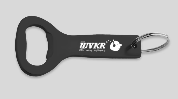 A black bottle opener with the WVKR logo.