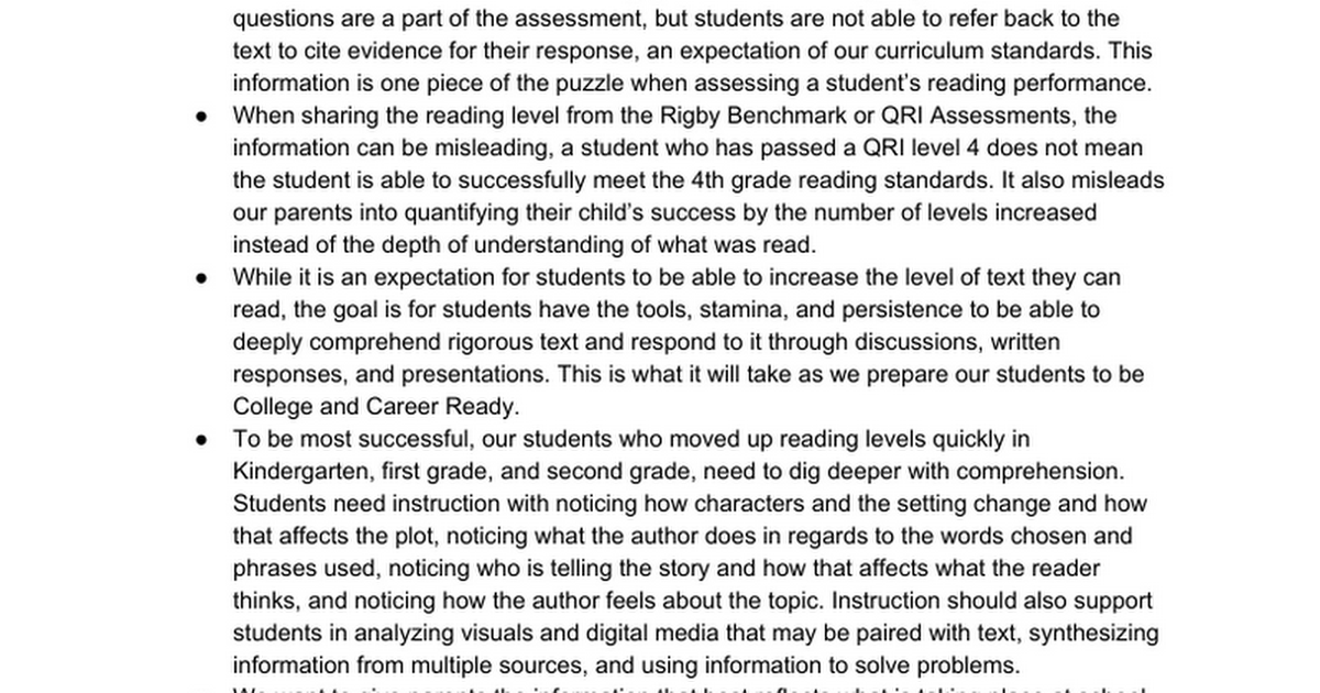 Background Information on Decision-making to Identify Student's Reading Level as Below, On, or Above Grade Level