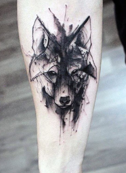 Abstract Alpha Wolf tattoo Design On Forearm