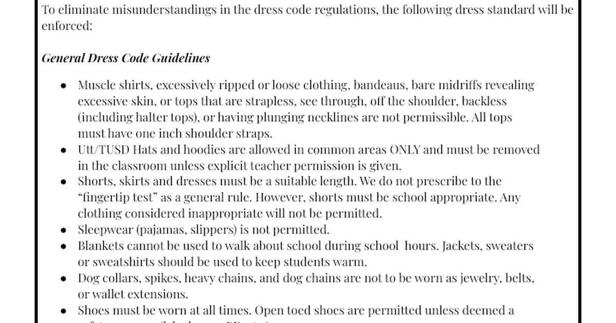 Utt Dress Code 21 22