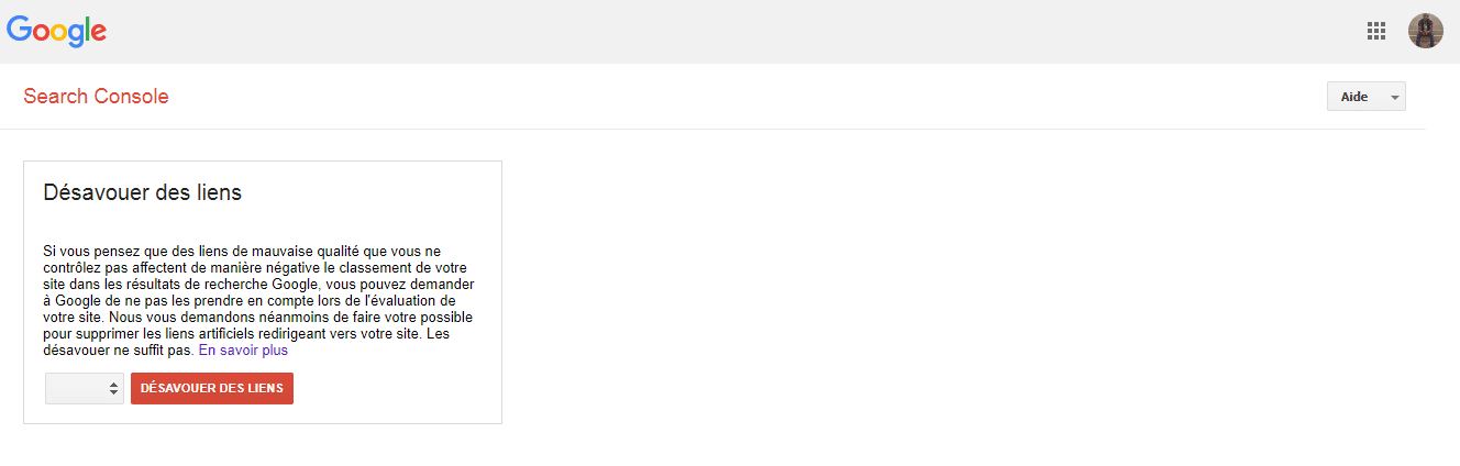 Desaveu des liens avec Google Search Console