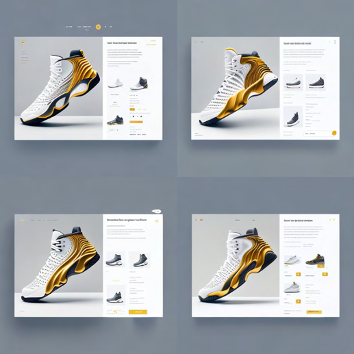 AI-generated samples of product details pages for an online sneaker store