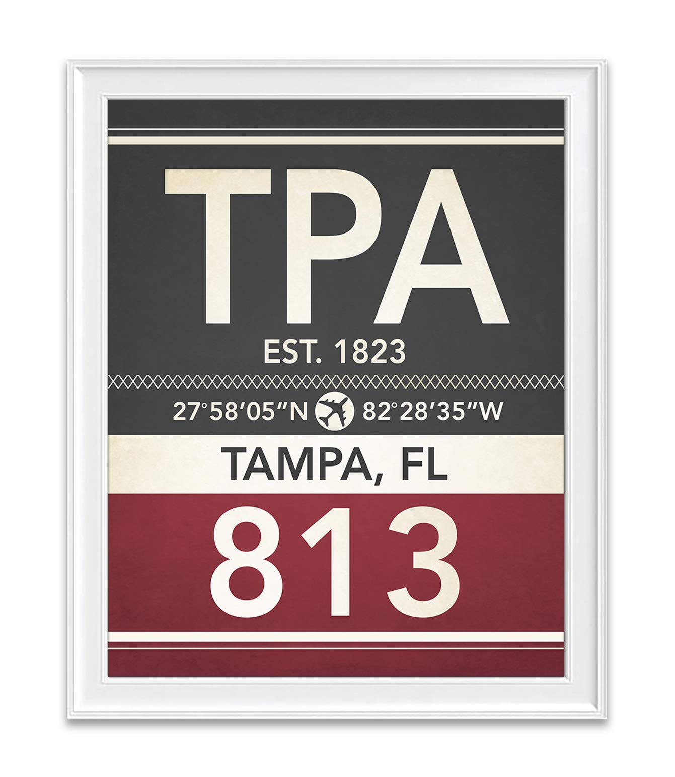 Tampa Florida TPA 813 Vintage Airport Art Print