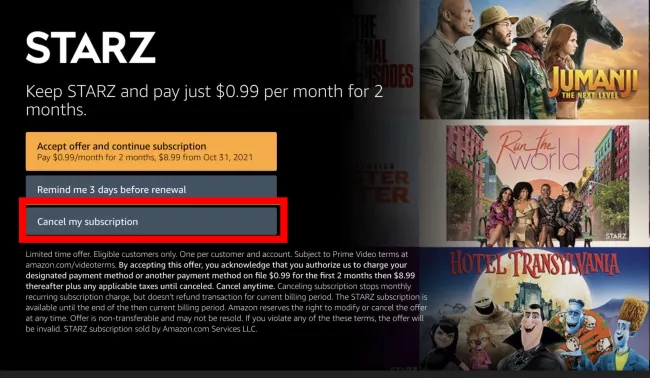 How To Cancel Starz Subscription On Amazon Website - image 6