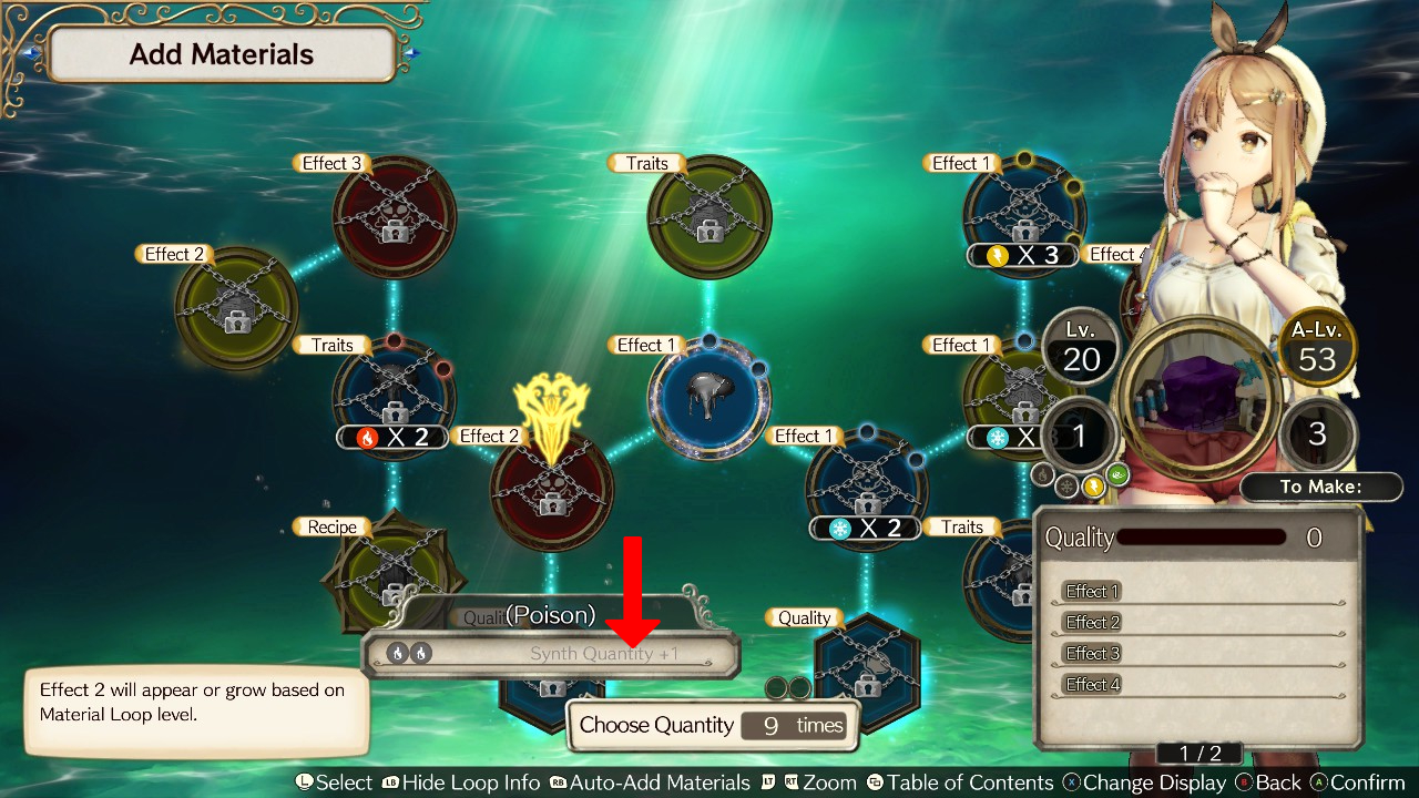 The first Effect 2 loop in the Poison Cube recipe. | Atelier Ryza: Ever Darkness & the Secret Hideout