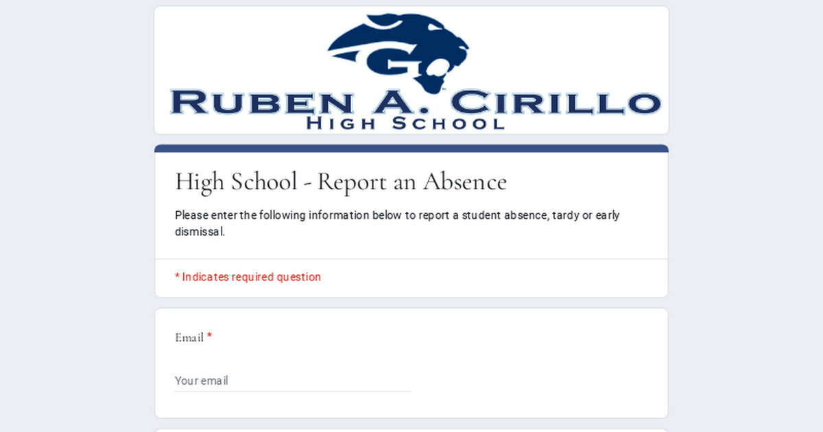 High School - Report an Absence