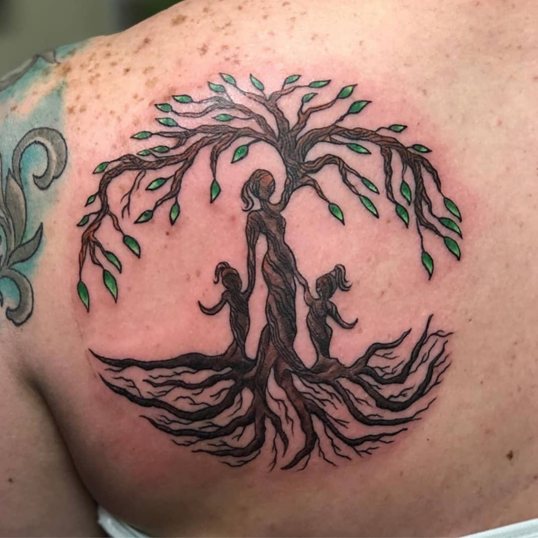 Mother and Daughters Yggdrasil Tattoo