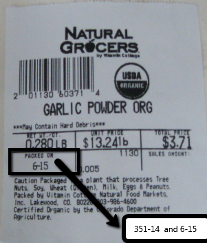 Label, Natural Grocers Garlic Powder