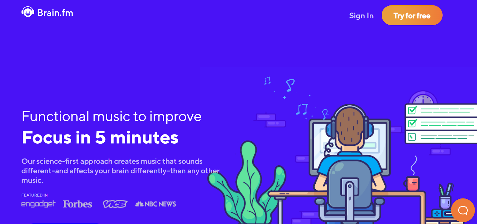 Brain.fm landing page