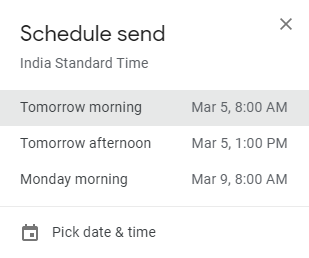 Schedule Send feature example