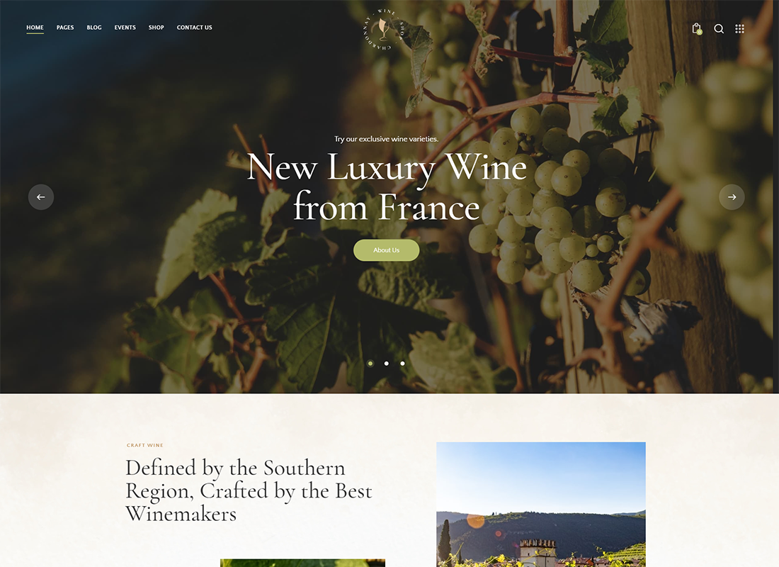 Chardonnay - Thème WordPress pour vignoble et boutique de vin