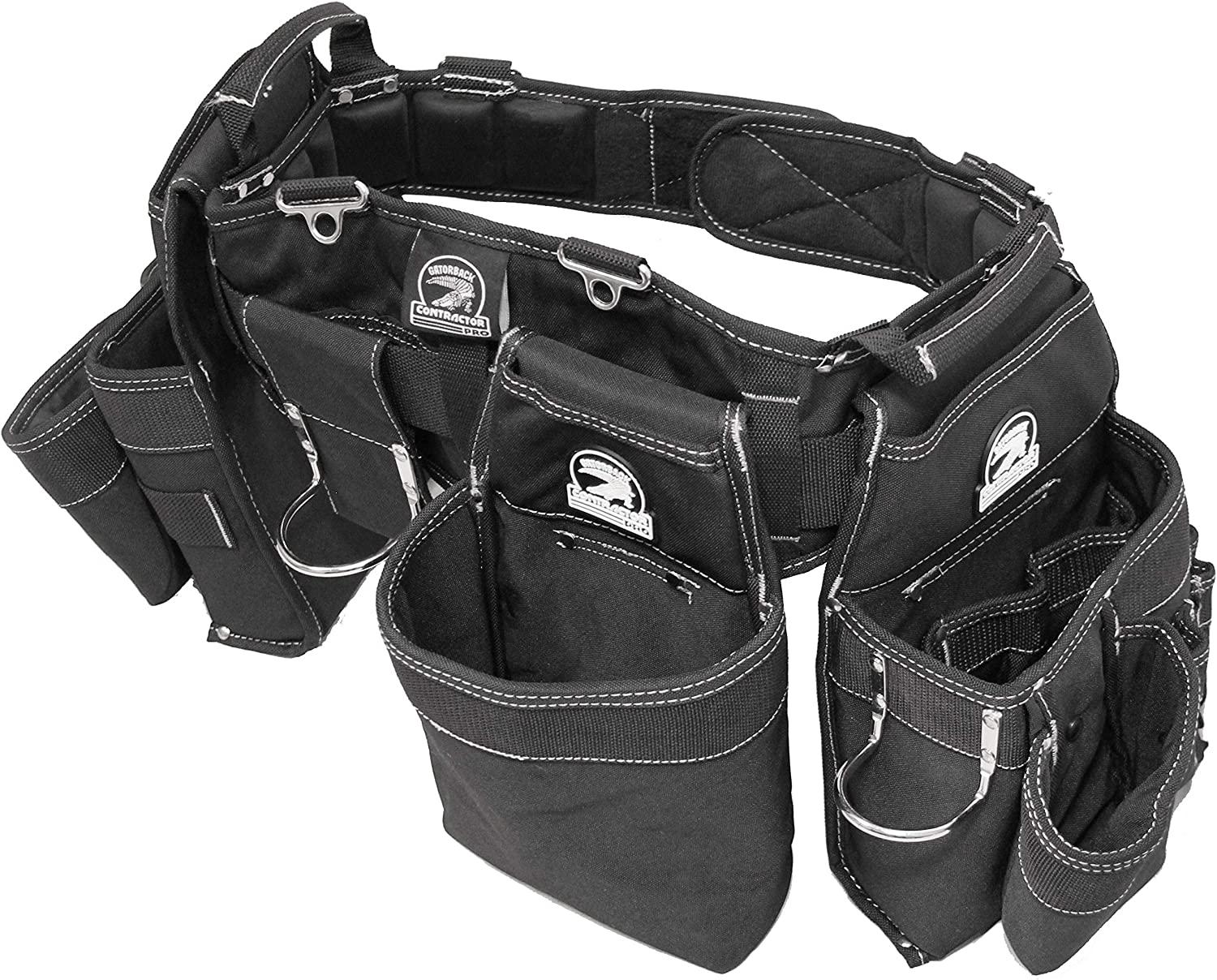 A black Gatorback B145 Carpenters Triple Combo Support Belt with Pro-Comfort Back Support and white details.