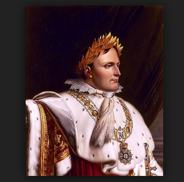 Photo of Napoleon wearing a stephanos, or grass crown.