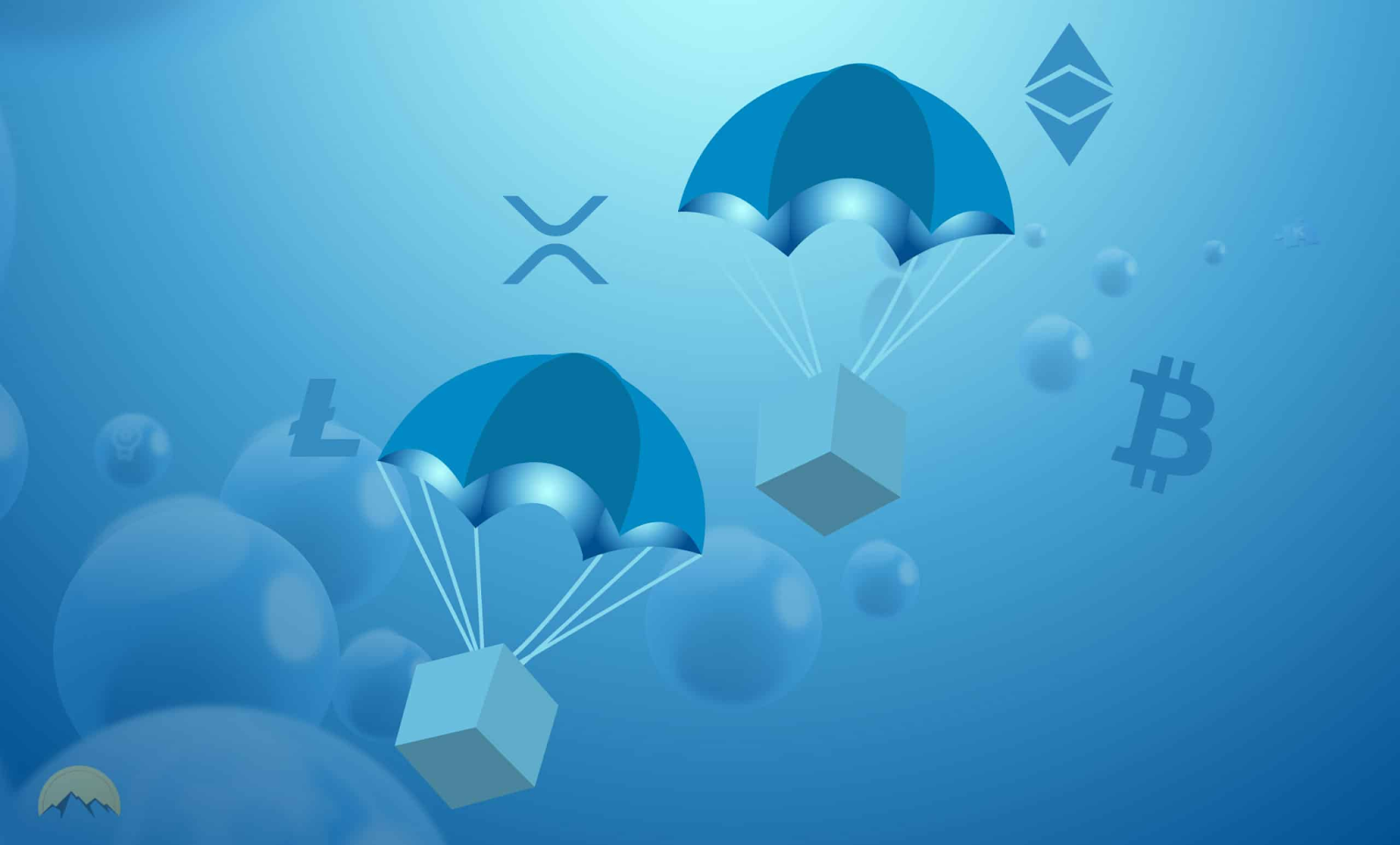 A crypto airdrop containing assets such as Bitcoin.