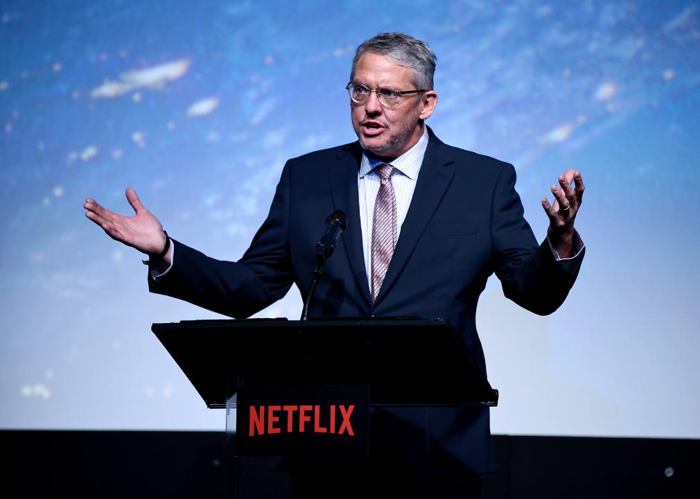 Adam McKay speaks onstage during the "Don't Look Up" World Premiere