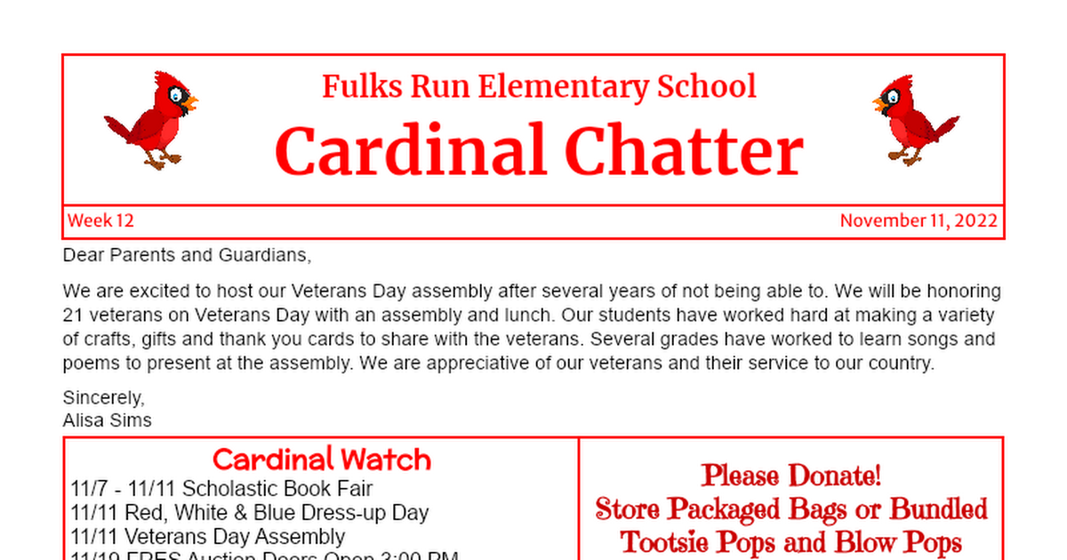 11.11.22 Cardinal Chatter