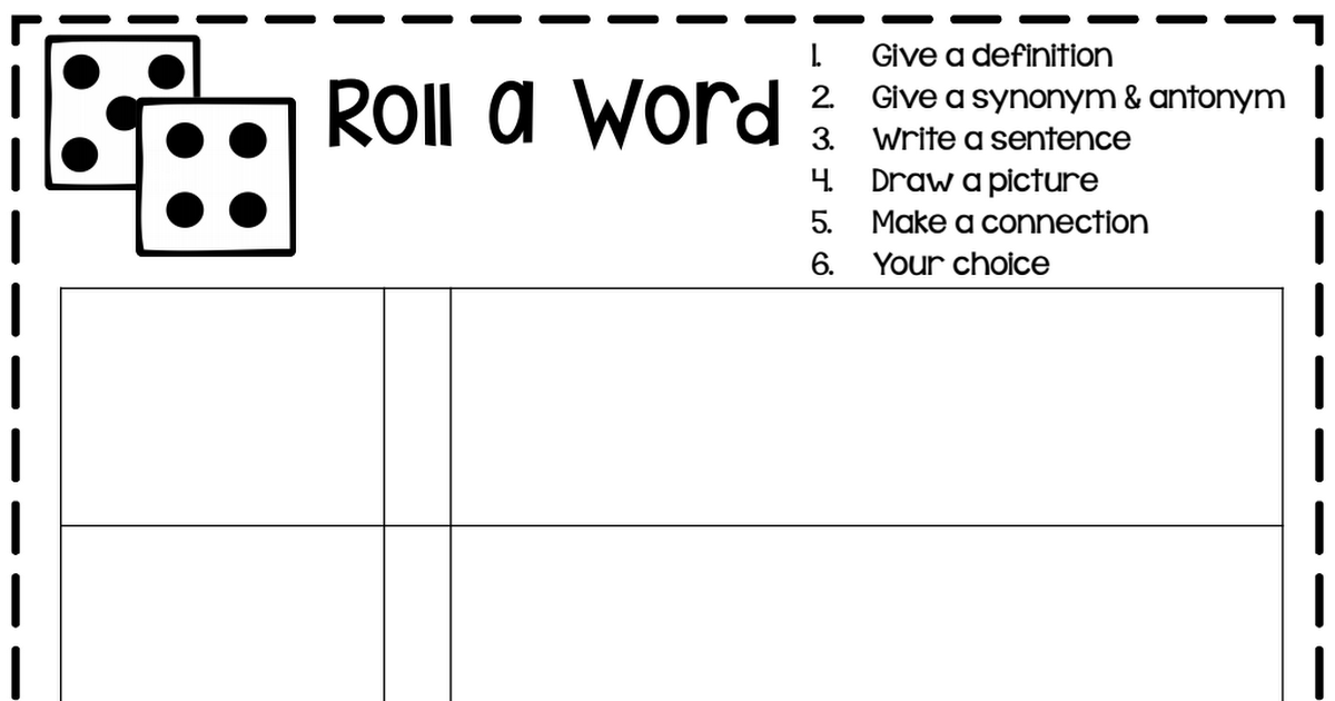 Vocabulary Roll a Word Template